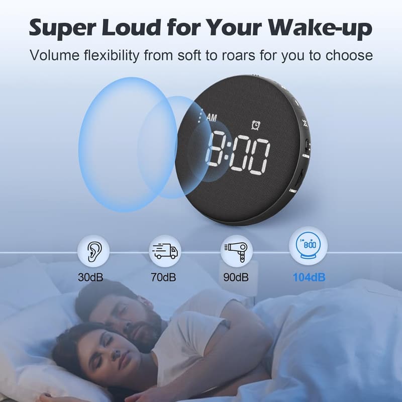 Vibrating Alarm Clock with Bed Shaker for Heavy Sleepers