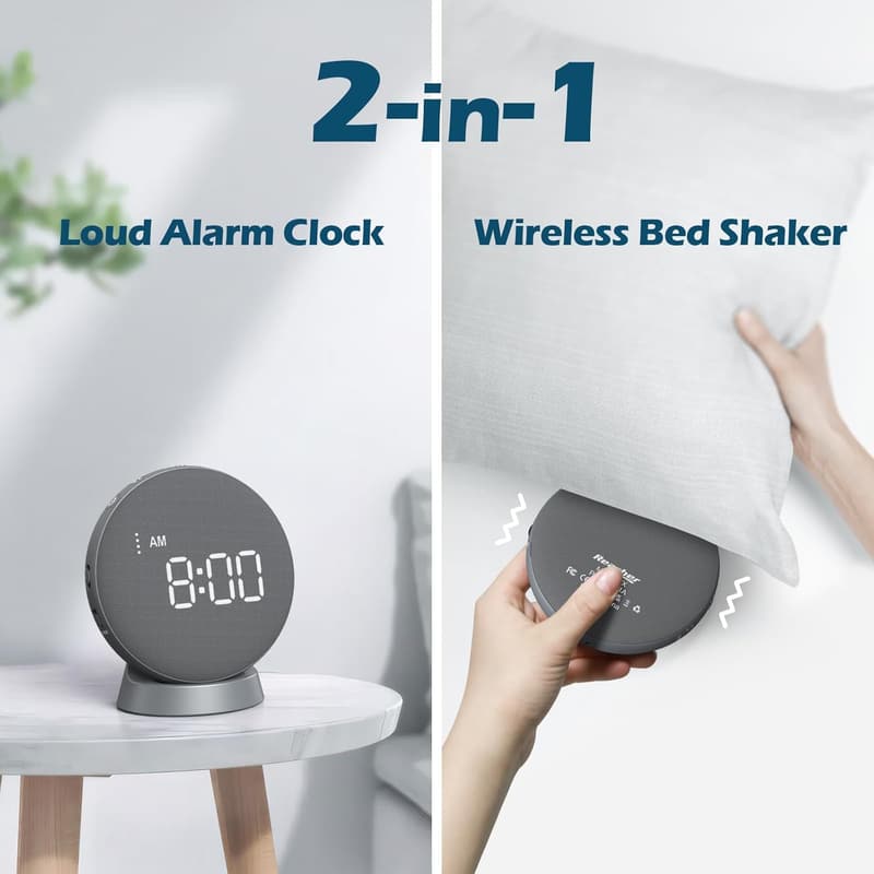 Vibrating Alarm Clock for Heavy Sleepers - Portable & Rechargeable