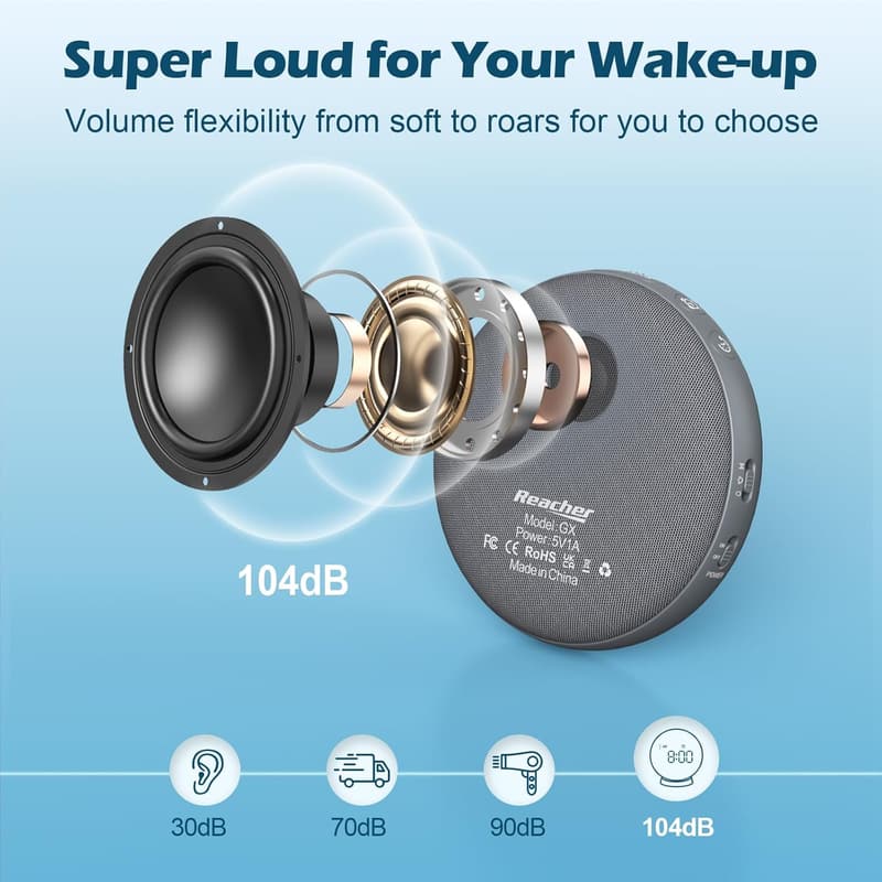 Vibrating Alarm Clock for Heavy Sleepers - Portable & Rechargeable