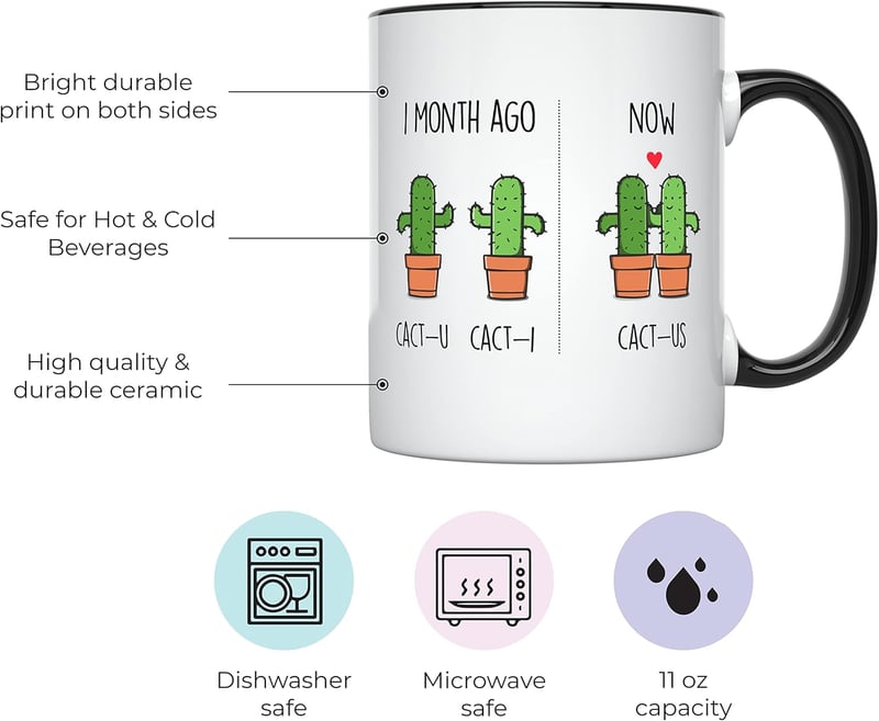 One Month Anniversary Funny Coffee Mug for Couples, 11 oz