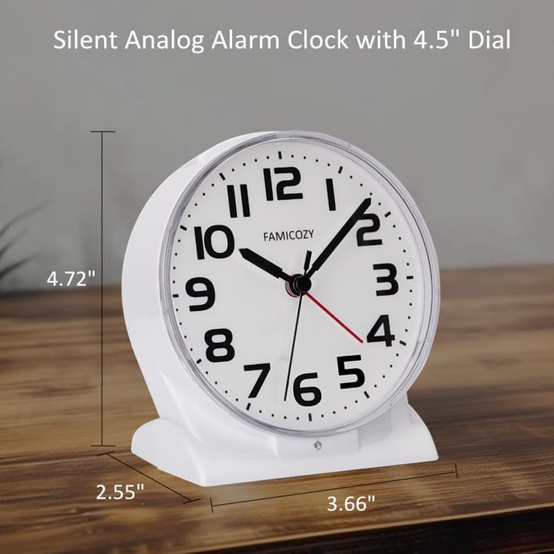 Backlit Alarm Clock for Seniors - Silent, Easy to Read, Gentle Wake