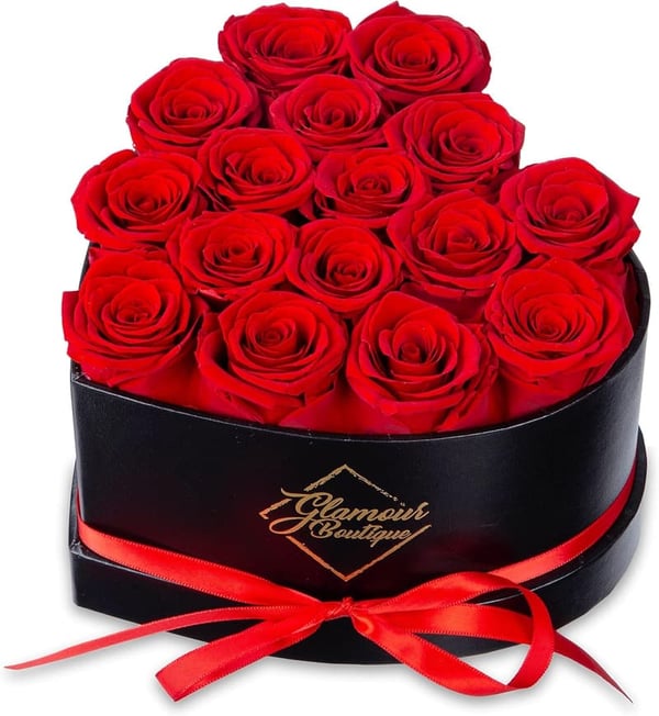 Preserved Roses Gift Box for Her - Heart Shape with 16 Flowers