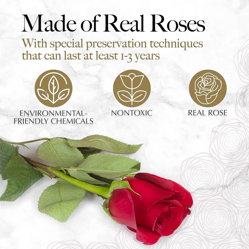 Preserved Roses Gift Box for Her - Heart Shape with 16 Flowers