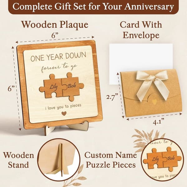 1st Anniversary Wooden Gift for Couples