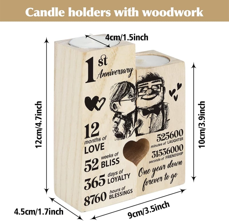1st Anniversary Candlestick Gift for Couples and Wives