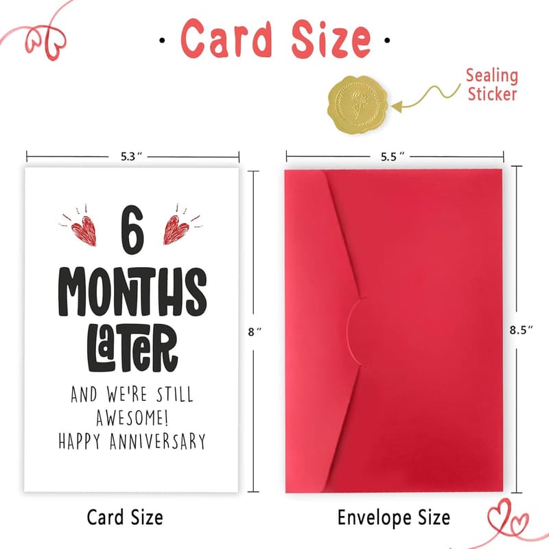 6-Month Anniversary Card for Couples, Cute & Funny Design