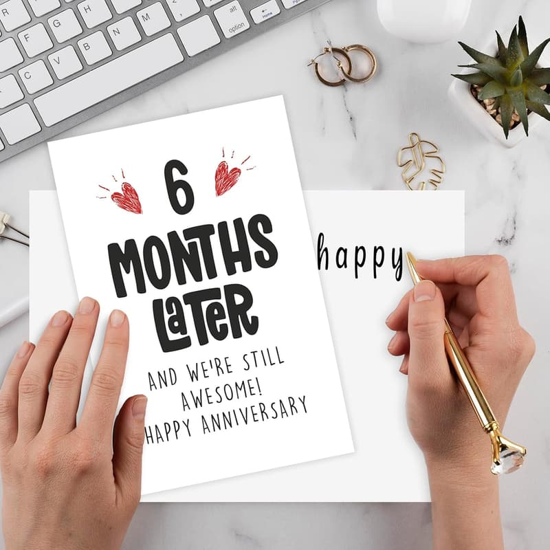 6-Month Anniversary Card for Couples, Cute & Funny Design