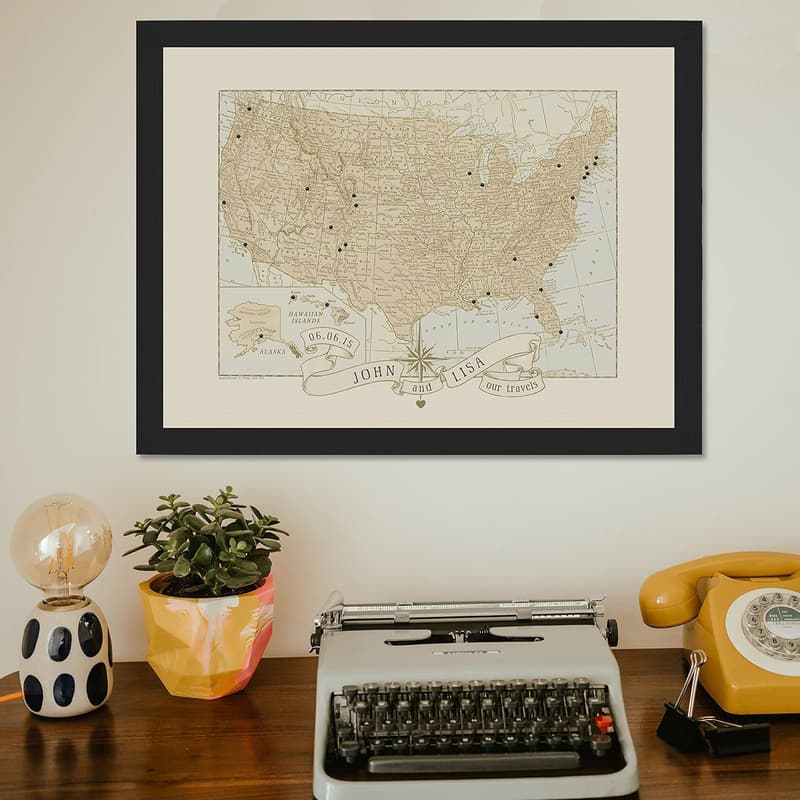 Personalized Wedding Anniversary Push Pin Travel Map