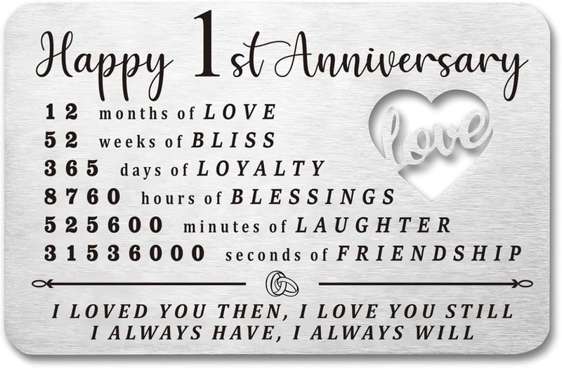 1st Anniversary Gift Card for Couples