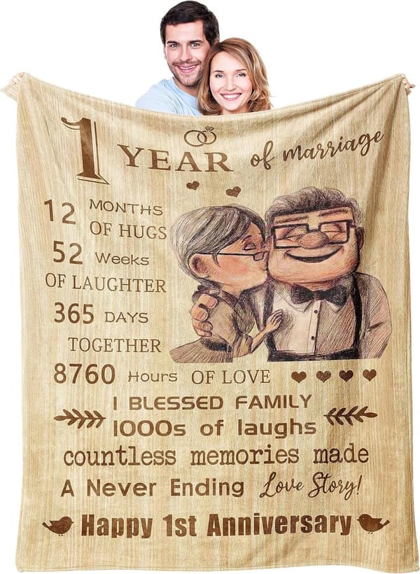 1st Anniversary Personalized Blanket Gift for Couples, 60