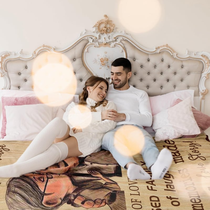1st Anniversary Personalized Blanket Gift for Couples, 60