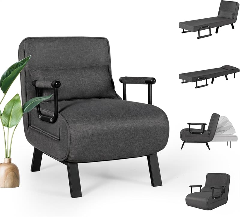 Convertible Sleeper Chair with Adjustable Backrest for Small Spaces