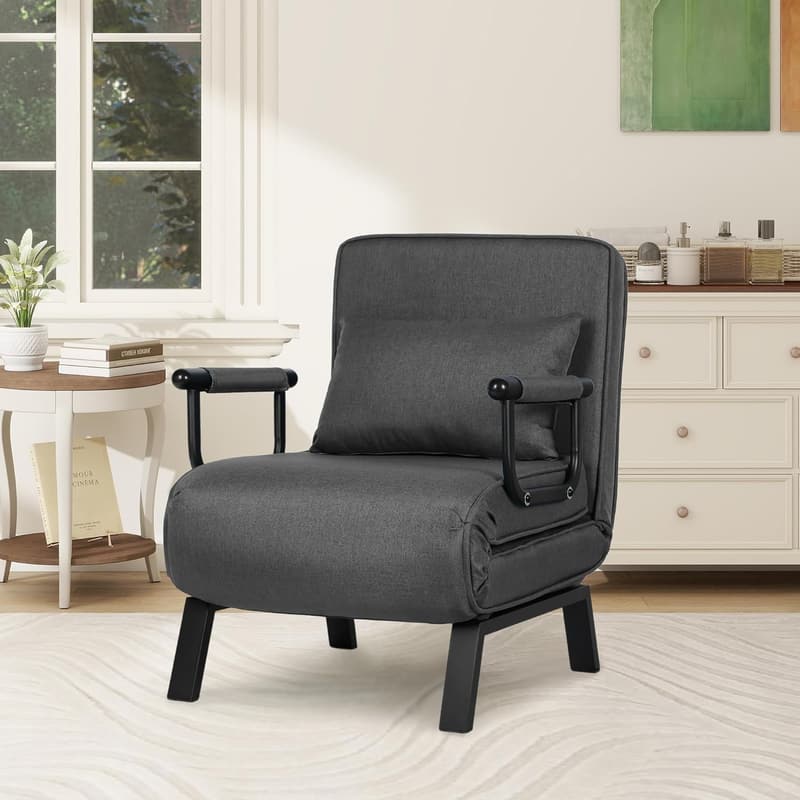 Convertible Sleeper Chair with Adjustable Backrest for Small Spaces