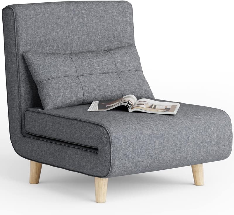 Convertible Dark Grey 3-in-1 Sleeper Chair Bed for Apartments
