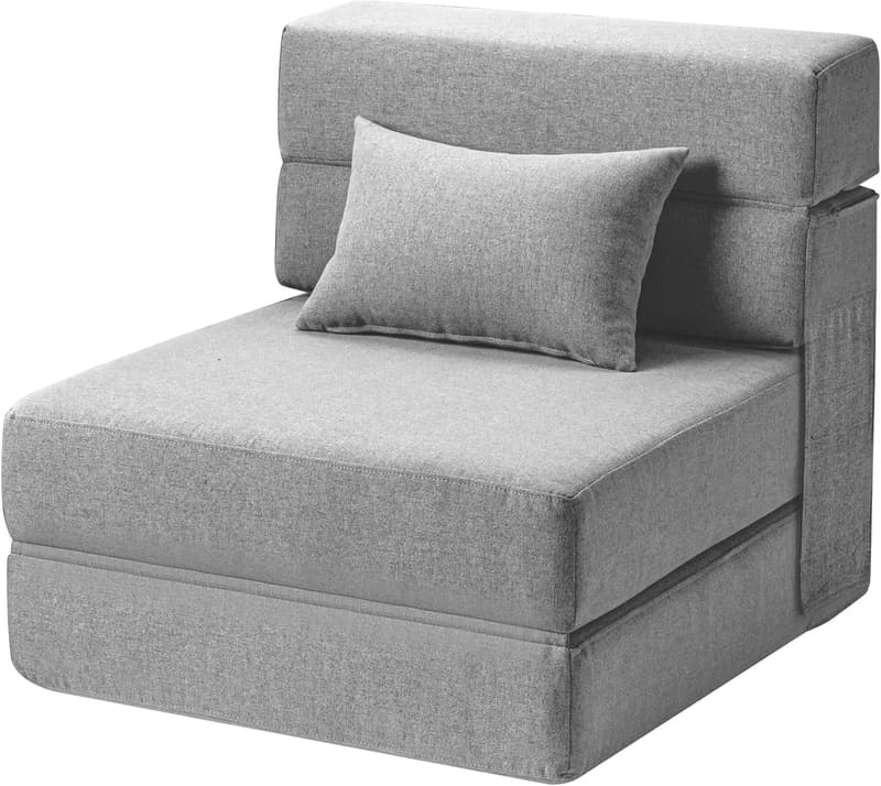 Convertible Memory Foam Sofa Bed with Pillow - Light Grey