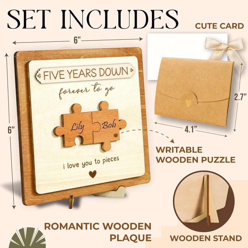 5th Anniversary Wooden Gift for Couples
