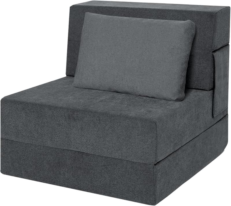 Convertible Folding Sofa Bed Chair with Pillow - Grey