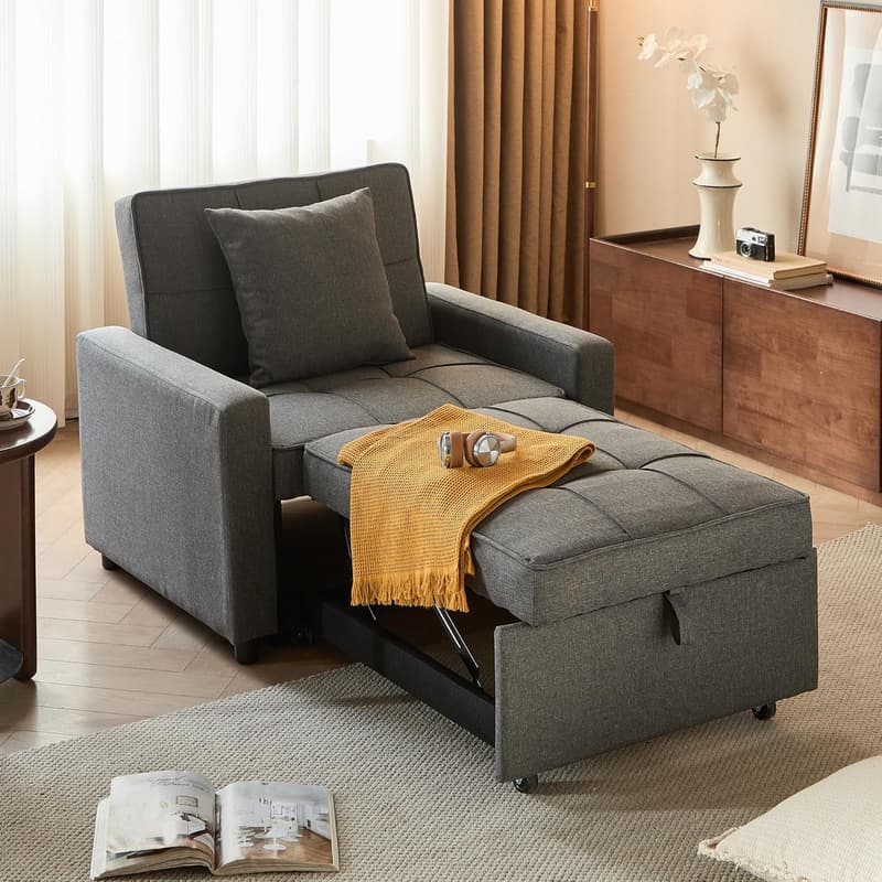 3-in-1 Convertible Sleeper Sofa Chair with Reclining Backrest
