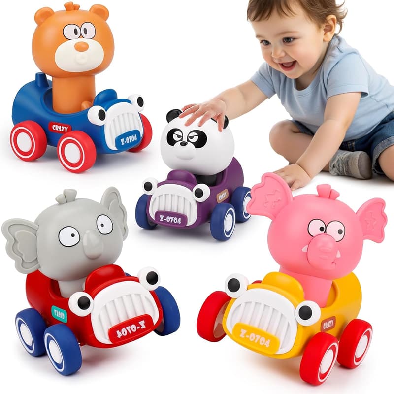 Press and Go Animal Racing Cars for Toddlers 1-3 Years