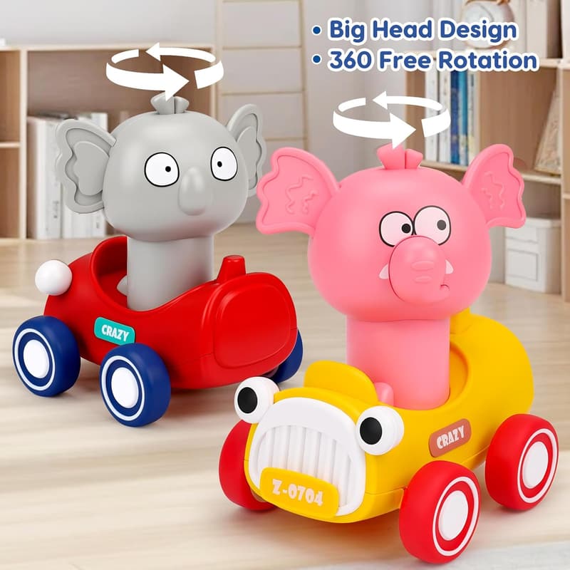 Press and Go Animal Racing Cars for Toddlers 1-3 Years