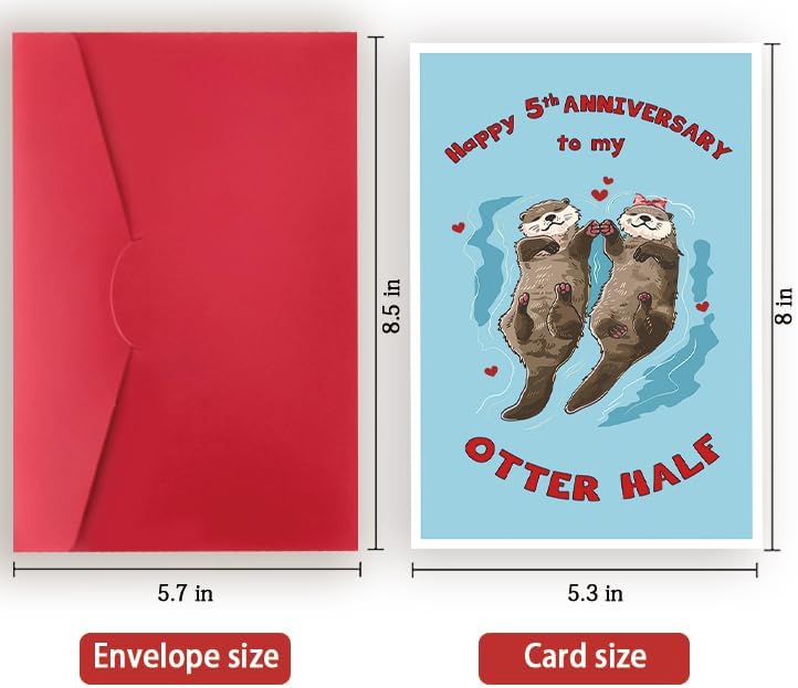 5th Anniversary Card for Couples - Romantic Design