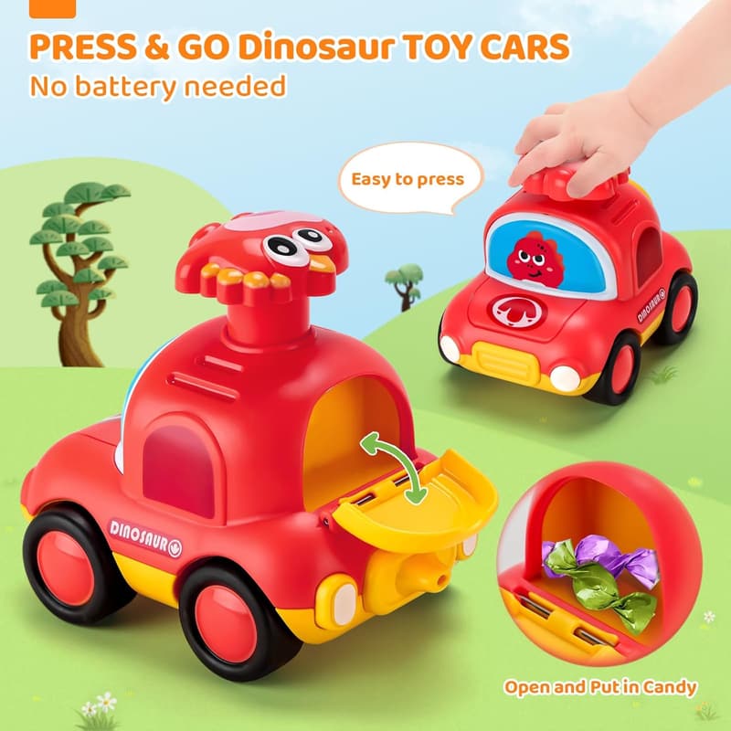 Dinosaur Taxi Car Toy for 1-2 Year Old Boys - Birthday Gift