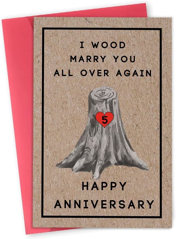 5th Anniversary Wood Card for Couples