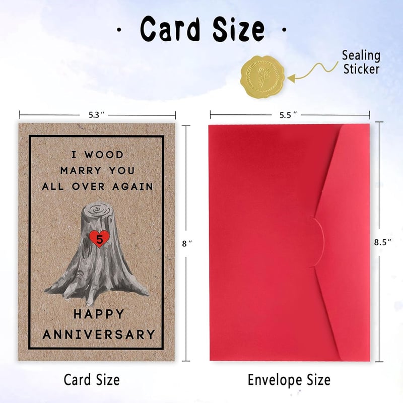 5th Anniversary Wood Card for Couples
