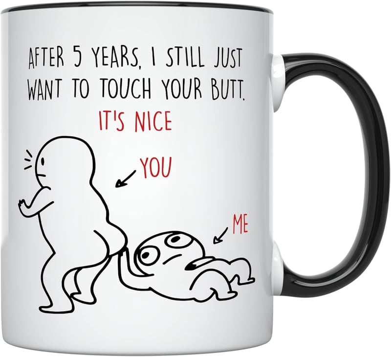 5th Anniversary Coffee Mug with Black Handle, 11 oz