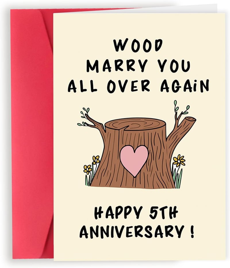 5th Anniversary Funny Wood Card for Him