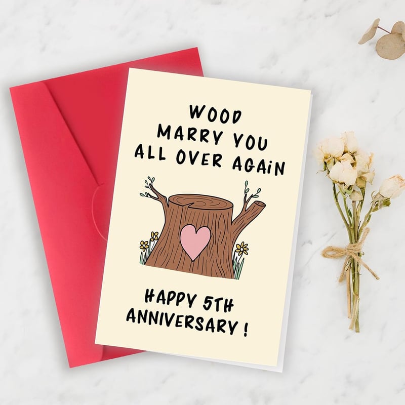 5th Anniversary Funny Wood Card for Him