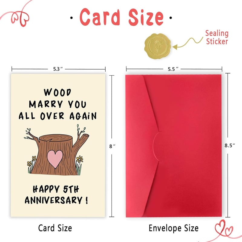 5th Anniversary Funny Wood Card for Him