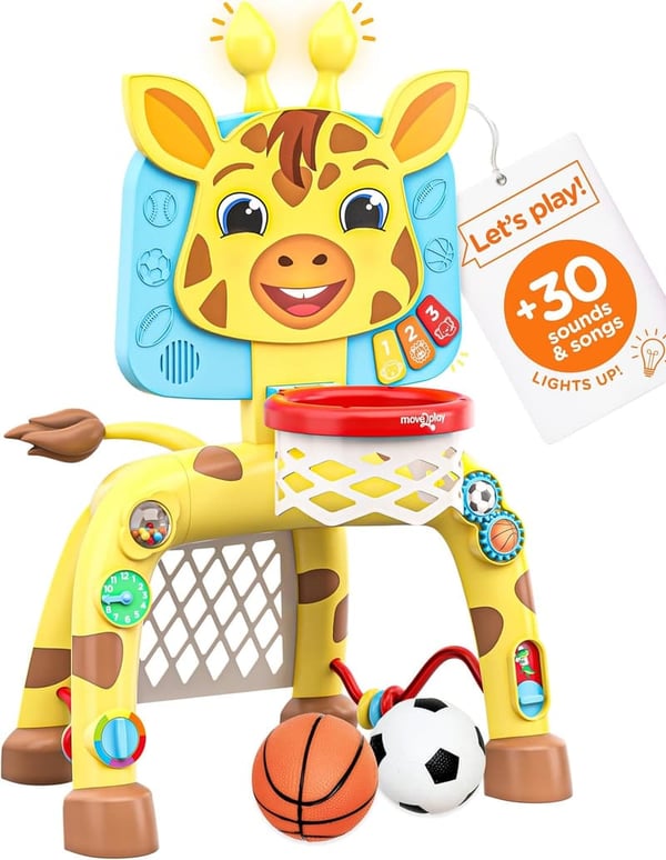 Giraffe Basketball Hoop & Soccer Goal Activity Center for Toddlers