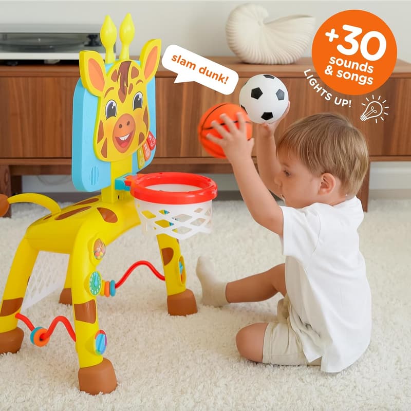 Giraffe Basketball Hoop & Soccer Goal Activity Center for Toddlers