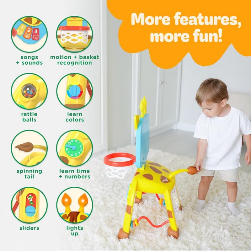 Giraffe Basketball Hoop & Soccer Goal Activity Center for Toddlers