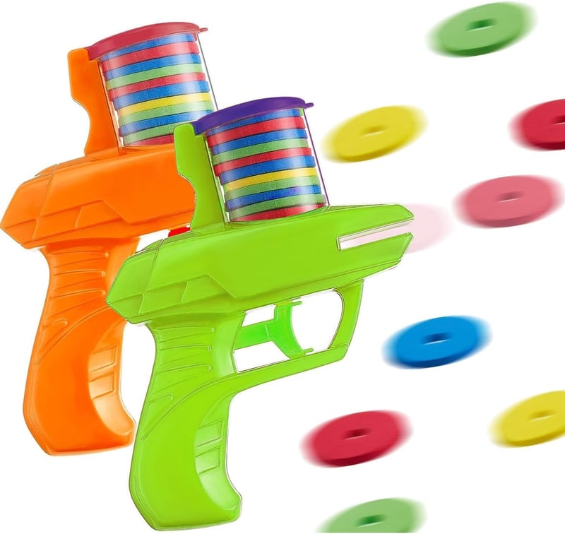 Foam Disc Launcher Shooter Set - 2 Pieces (Orange, Green)