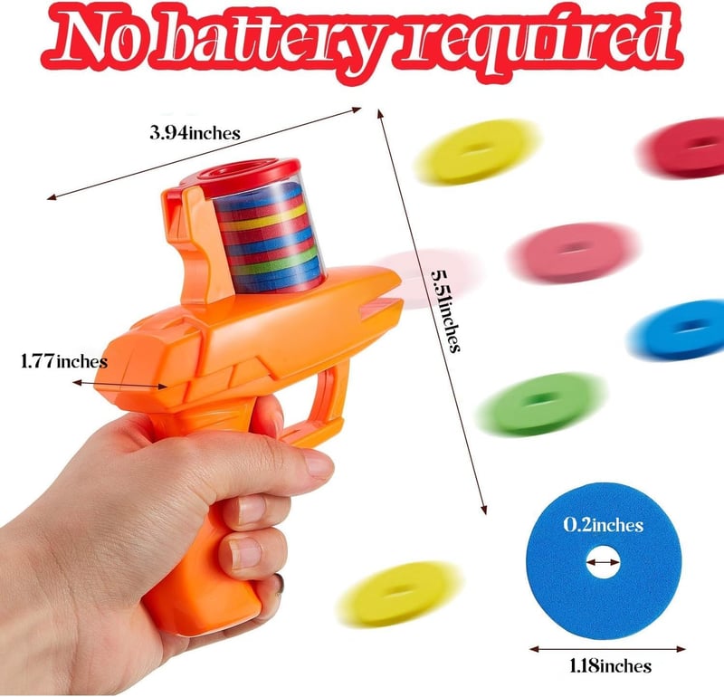 Foam Disc Launcher Shooter Set - 2 Pieces (Orange, Green)