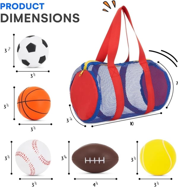 Foam Sports Balls Set for Kids - Soft Indoor/Outdoor Play