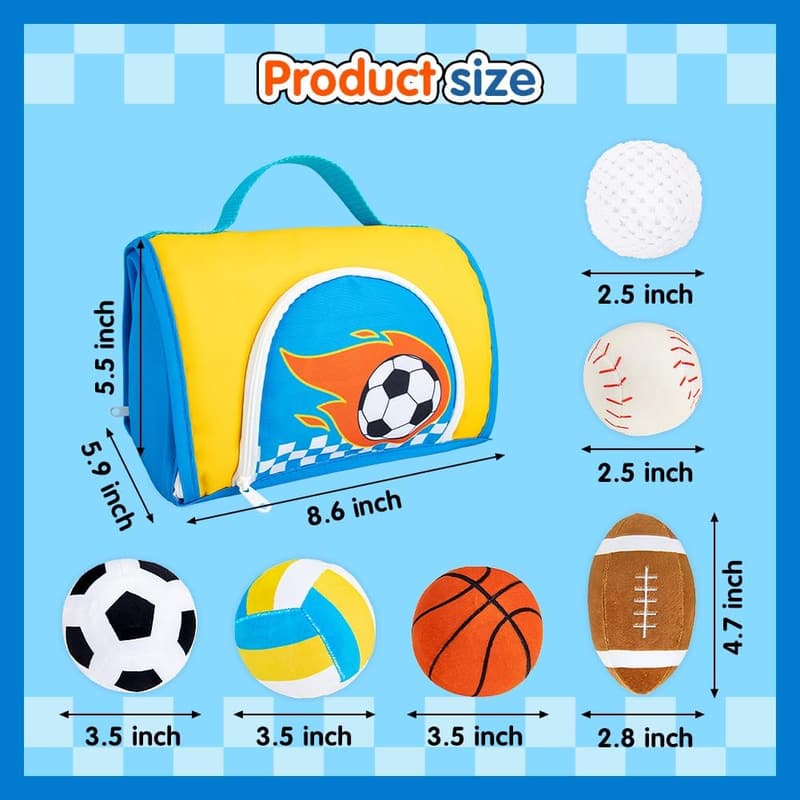 Baby's First Sports Bag Playset with Plush Balls - Birthday Gift