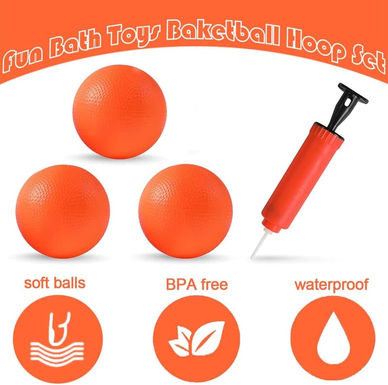 Bath Toy Basketball Hoop & Balls Set for Kids