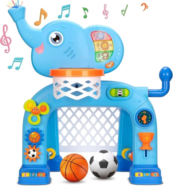 Toddler Basketball Hoop & Soccer Goal, Musical Sports Toy