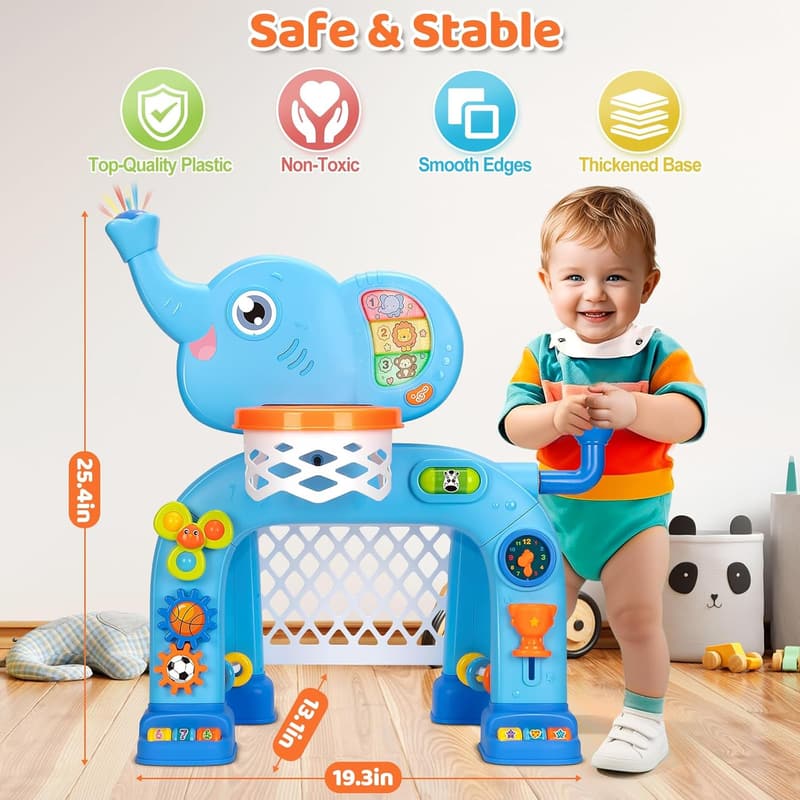 Toddler Basketball Hoop & Soccer Goal, Musical Sports Toy