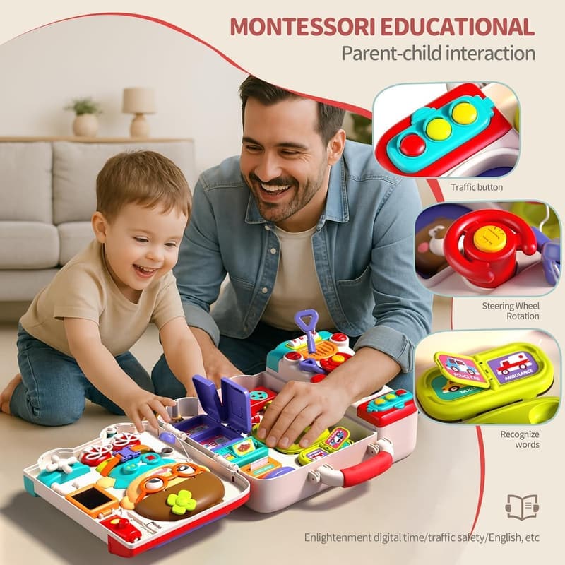 Montessori Musical Busy Board for Toddlers, 1-3 Years