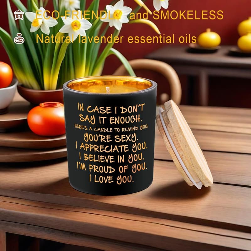 Lavender Scented Soy Candle for Him - Unique Romantic Gift
