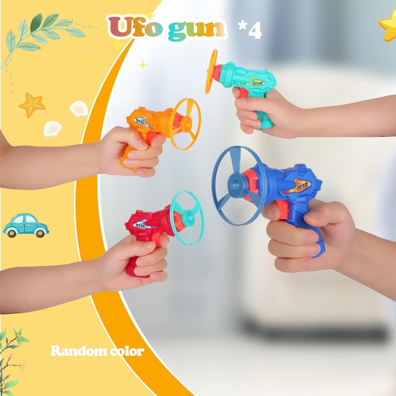 Flying Disc Shooter Set for Kids, 12-Pack Outdoor Toys