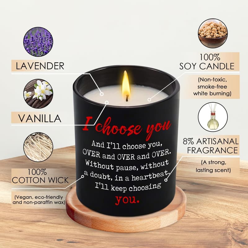 Father's Day Vanilla Lavender Candle - 10 Oz Romantic Gift for Him