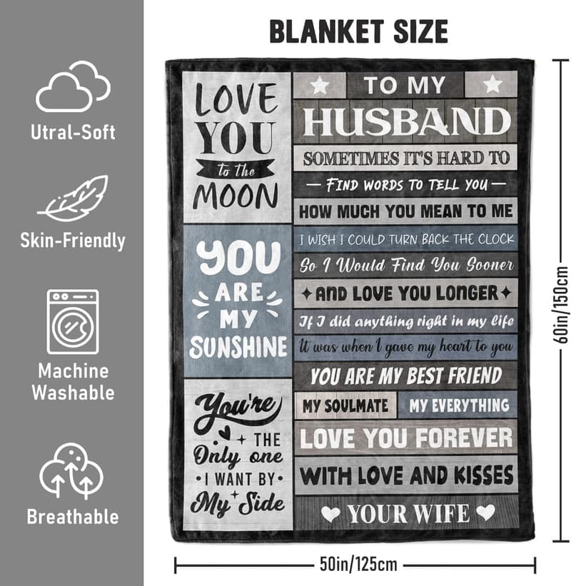 Husband's Birthday Blanket - Unique Romantic Gift from Wife