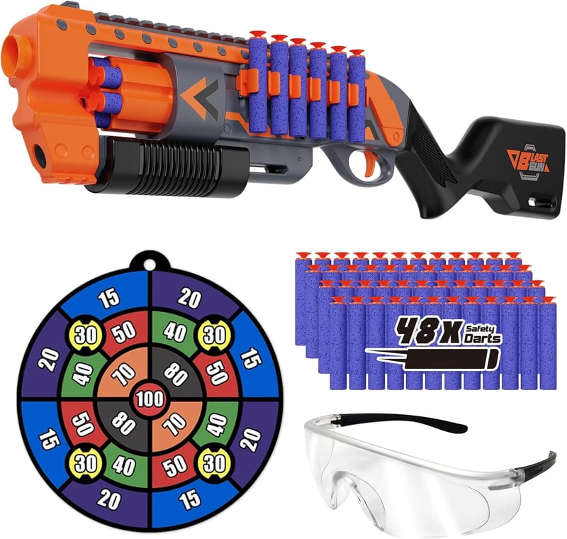 Rotating Foam Dart Blaster Toy Gun with 48 Darts & Target