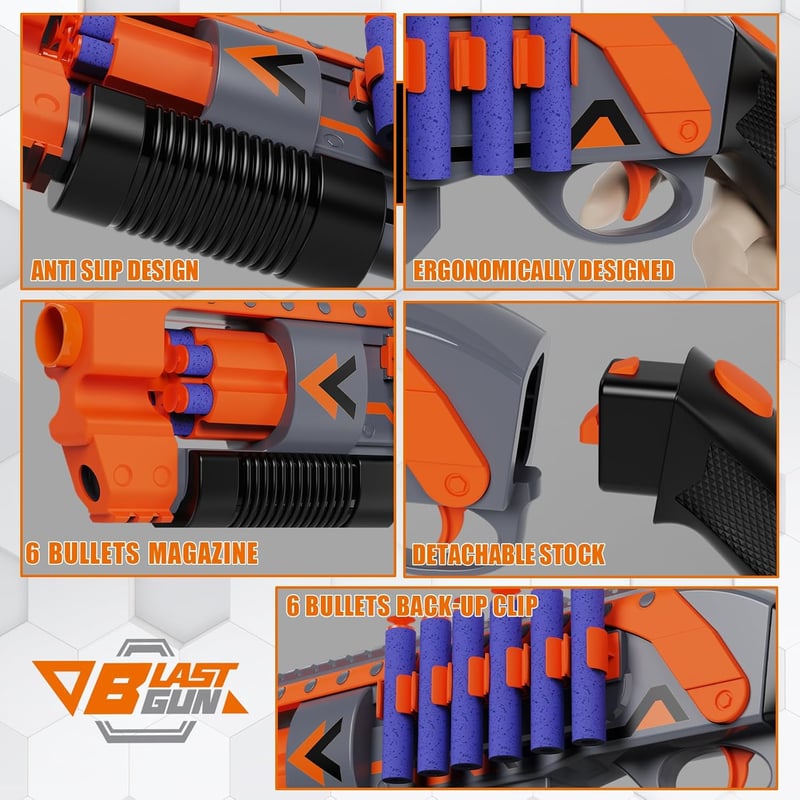 Rotating Foam Dart Blaster Toy Gun with 48 Darts & Target