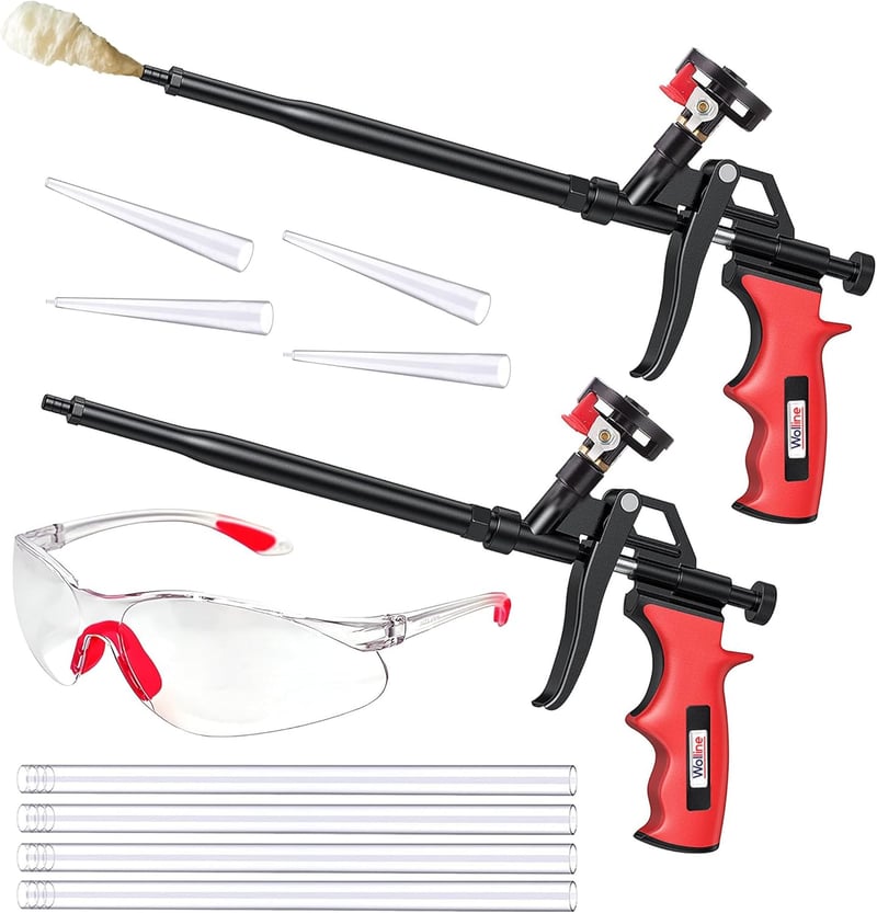 Professional Spray Foam Gun Kit - 2 Guns & 8 Nozzles, Teflon-Coated